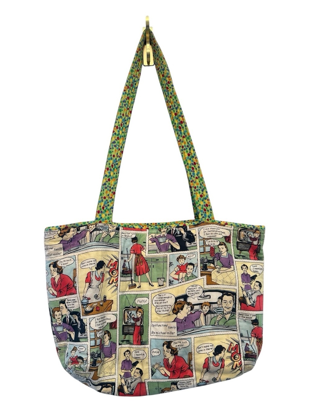 Vintage Y2K “Something by Suzy” Michael Miller Comic Strip Tote w/ Cute Notepad